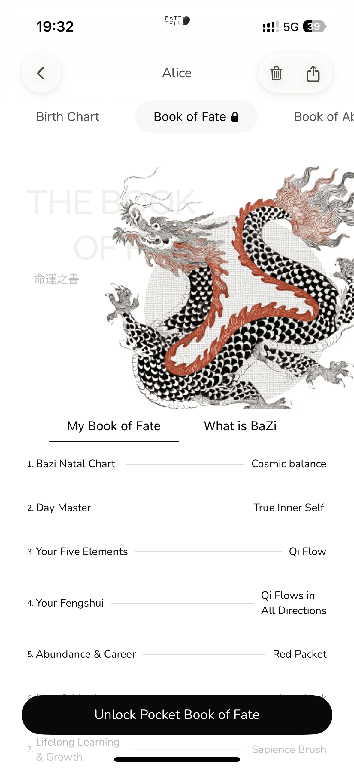 FateTell Book of Fate zodiac screen